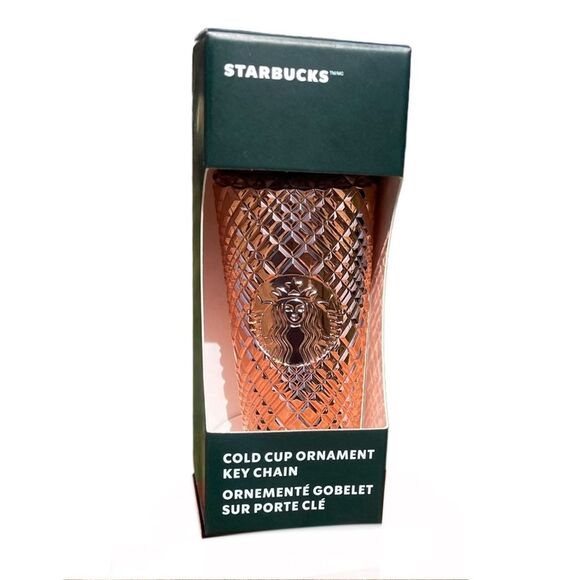 NWT Starbucks Rose Gold Metallic Cold Cup Key Chain - Picture 1 of 1